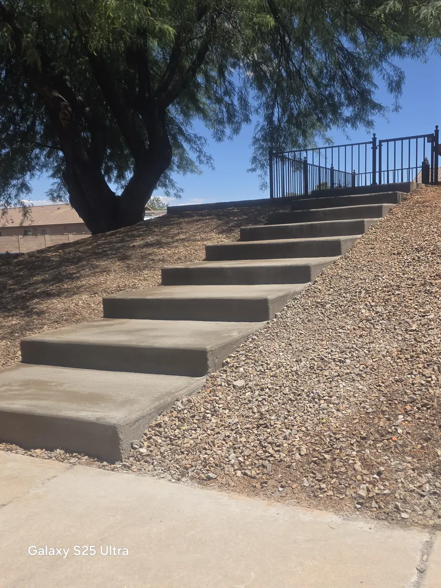 Finished concrete steps and entry