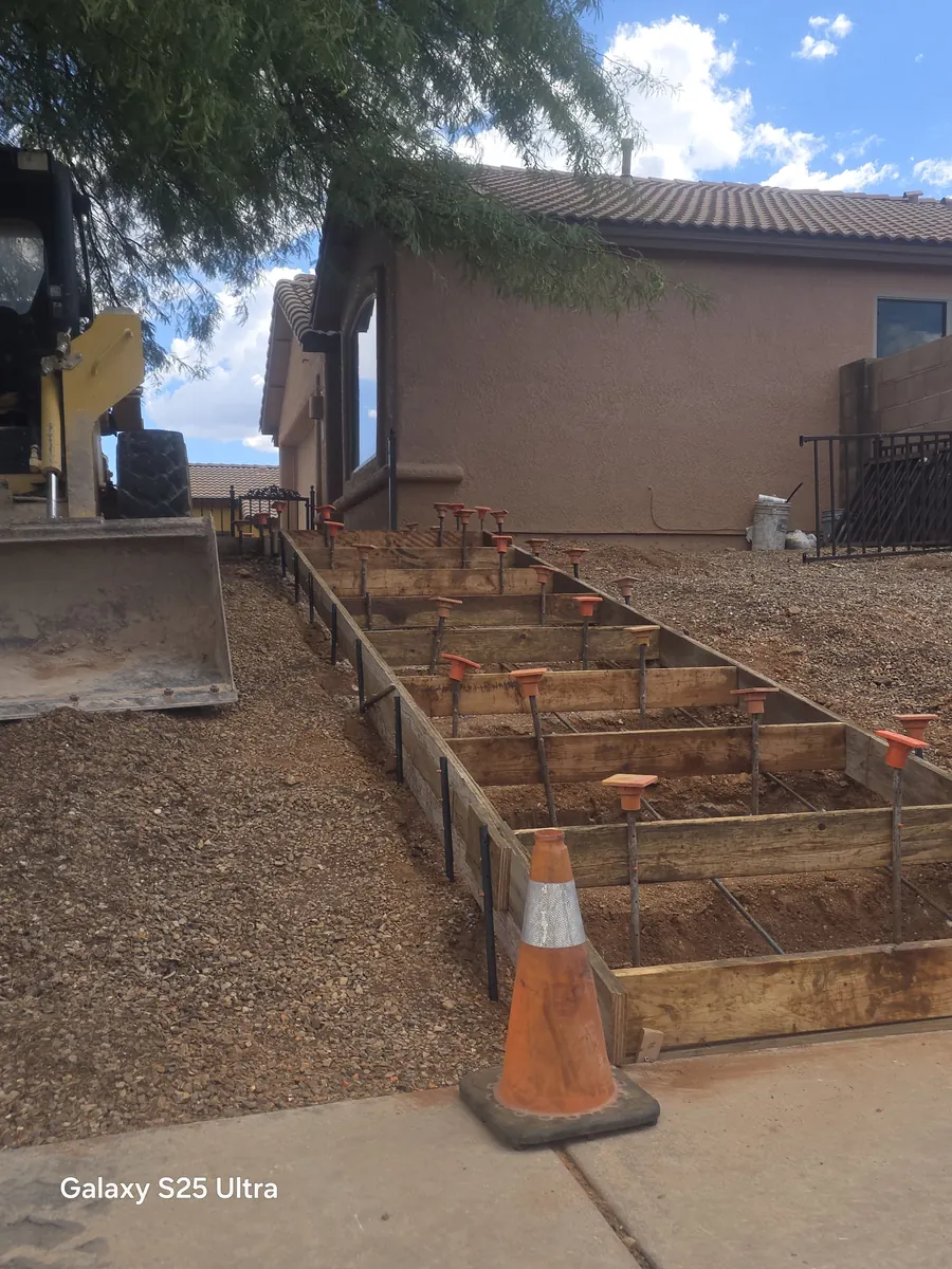 Formed footings and rebar for a foundation